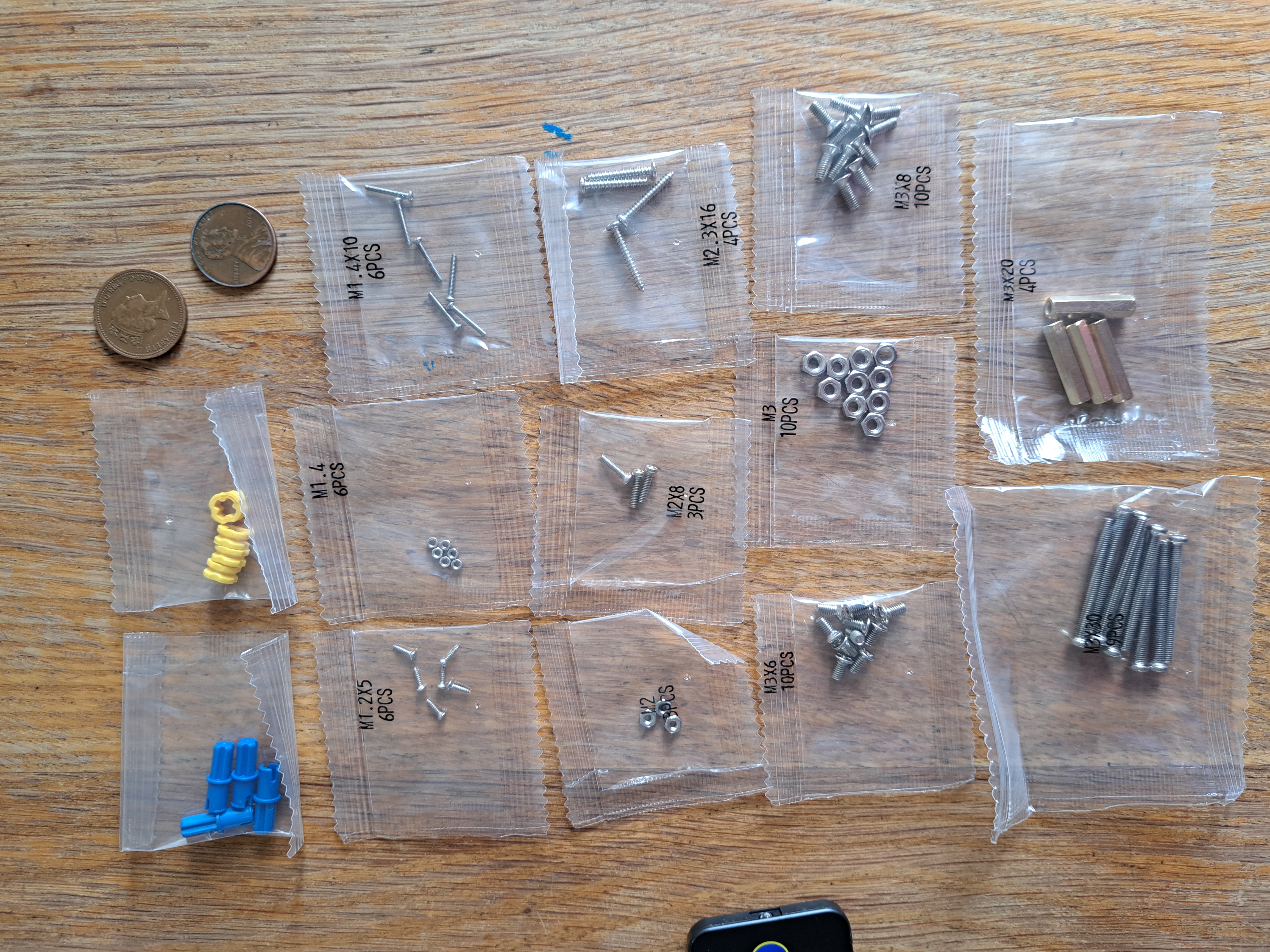 Small but Clearly-Labelled Screws and Nuts